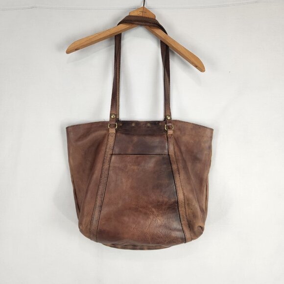 Patricia Nash Benvenuto Tote Brown Leather  Bag Turn Lock Closure Studded Wester - Picture 2 of 12